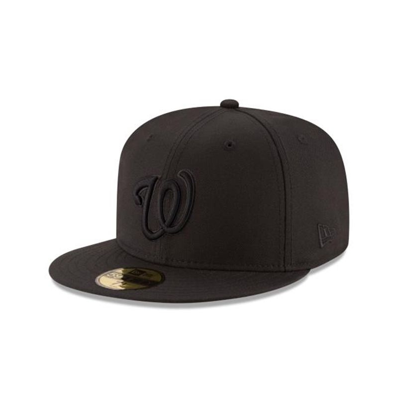 MLB Washington Nationals Black On Black 59Fifty Fitted (VUR3876) - Black New Era Caps